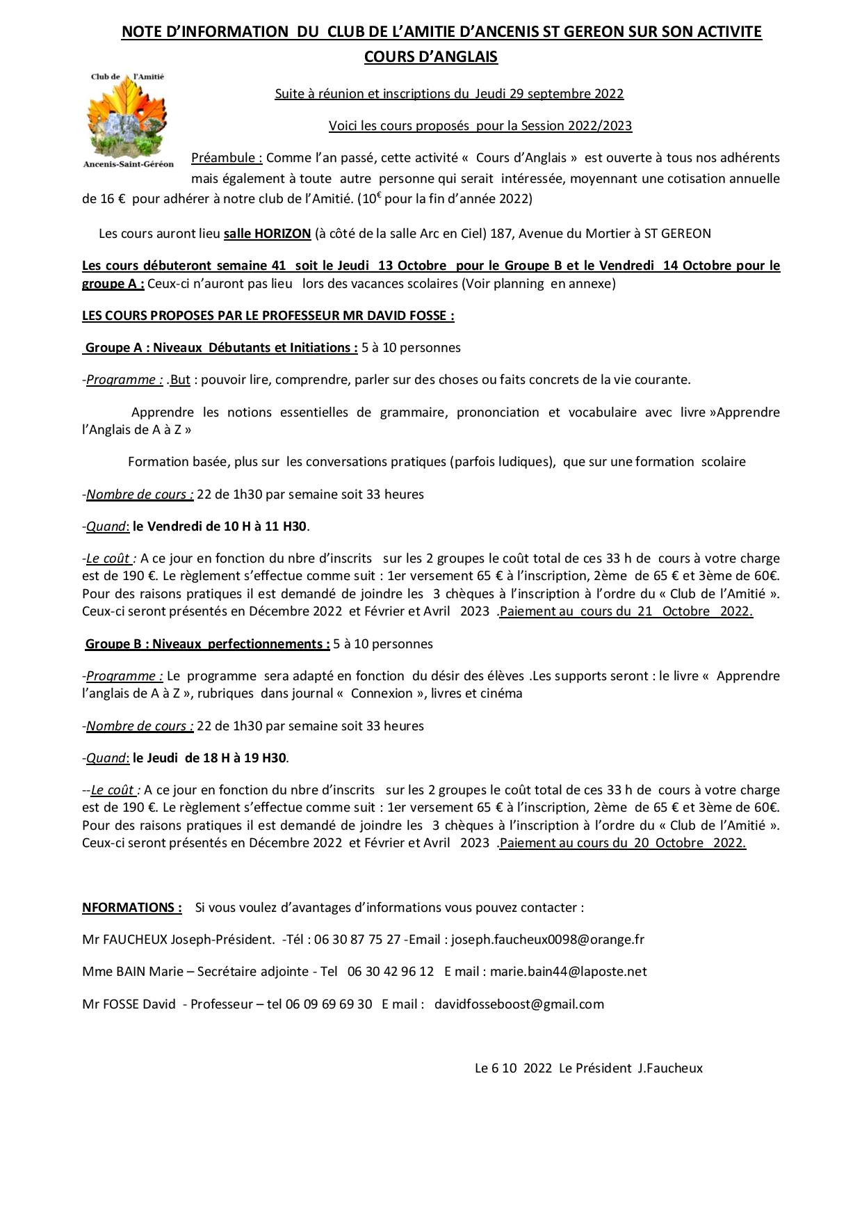 Note d info cours d anglais du 6 10 2022