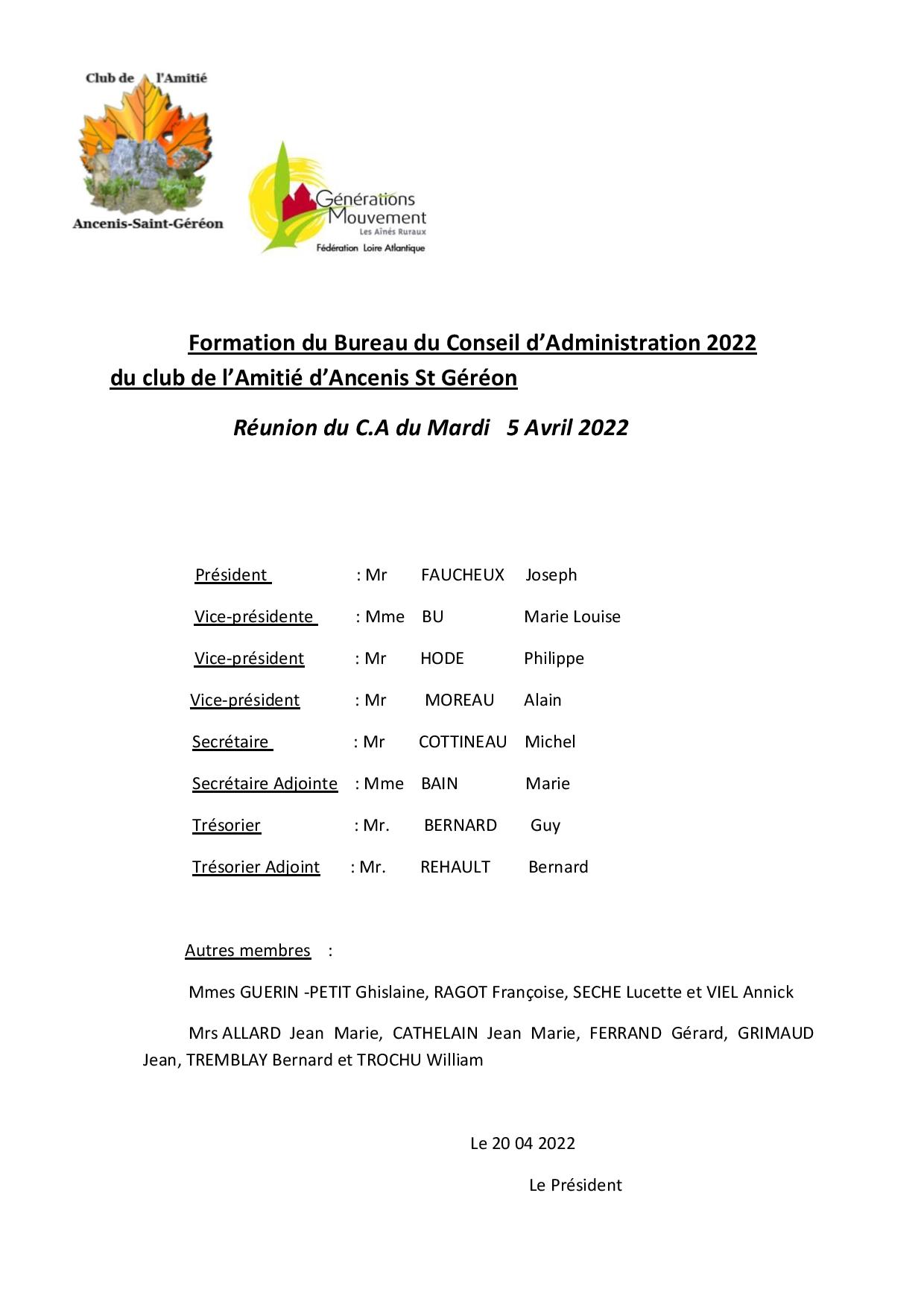 Formation Bureau C.A . 2022
